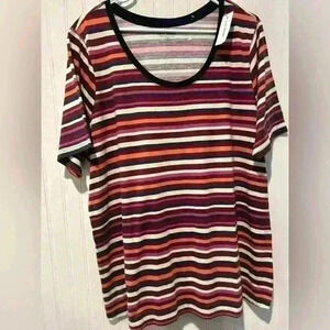 Lane Bryant striped round neck everyday basic casual t-shirt NWT size 18/20.